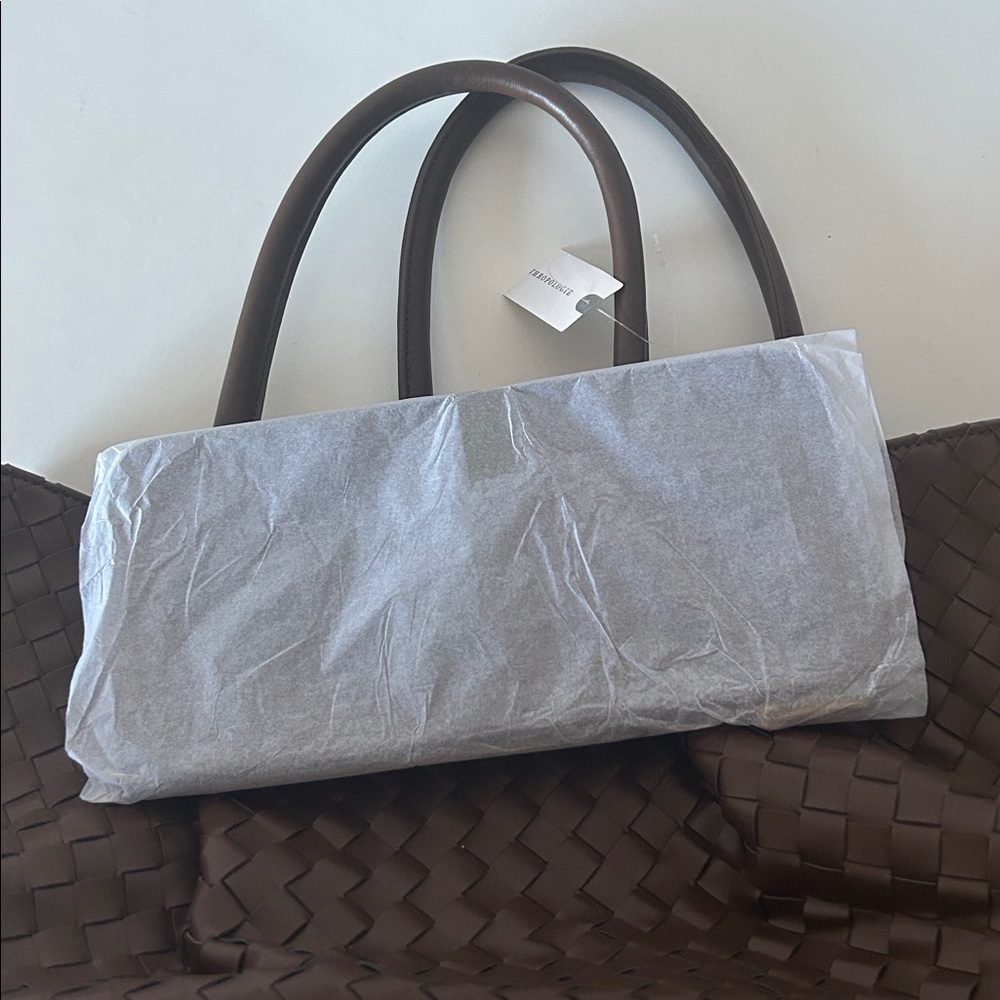 NWT ANTHROPOLOGIE Woven Faux-Leather Tote Bag - Picture 8 of 8